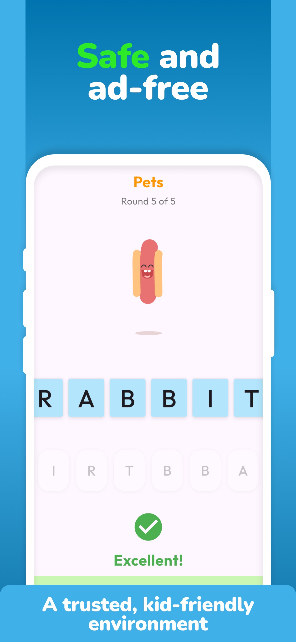 A trusted, ad-free, kid-friendly word game inside Coco Roco.